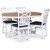 Fitchburg spisebordsst; rundt spisebord 106/141 cm - Hvid/olieret eg med 4 stk. Skagen stole med kryds i ryggen, sde i grt st