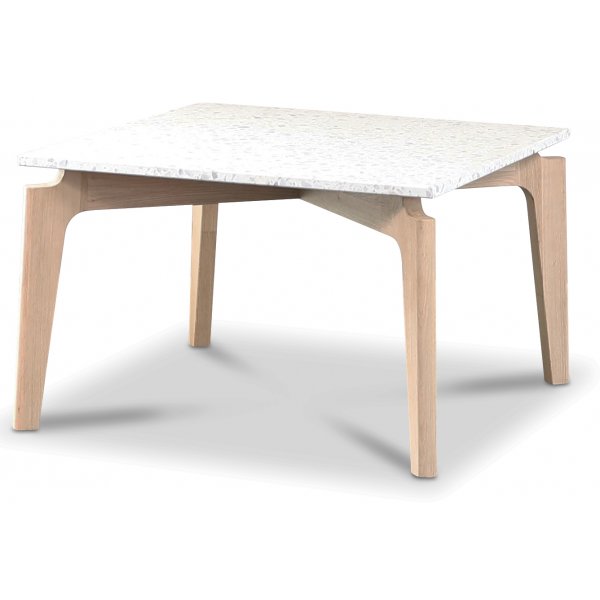 Terrazzo sofabord 75x75cm - Bianco Terrazzo & chassis hvidvasket eg