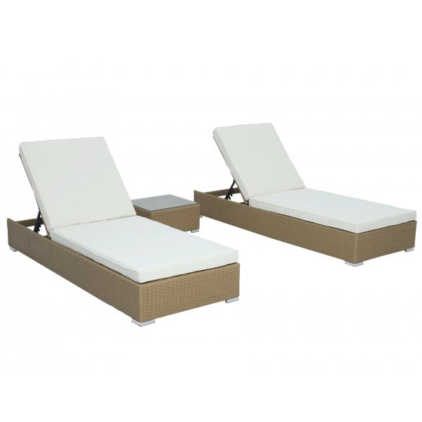 Solsenge 2 stk. med bord - Naturlig rotting