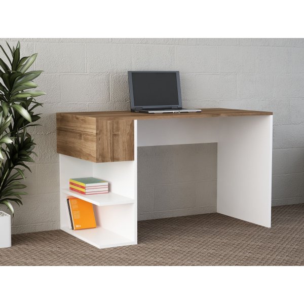Alphonzo skrivebord 121,8x60 cm - Hvid/valnd