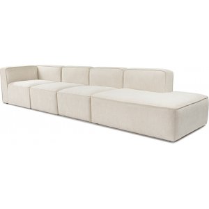 Mere 4-personers sofa med ben ende hjre - Creme