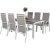 Niveauer udendrs spisegruppe med 6 Copacabana stole - Gr/Hvid