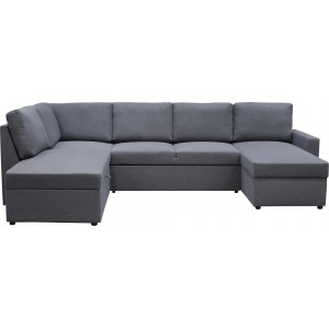 Dream sovesofa med opbevaring (U-sofa) venstre - Mrkegr (stof) + Mbelplejest til tekstiler