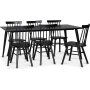 Dipp spisebordsst; spisebord 180x90 cm med 6 stk. sorte Orust pindestole