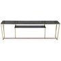 Stella mediebnk - Sort marmoreret glas / Messingfarvet bund