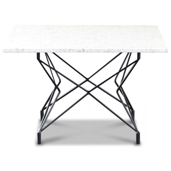 Terrazzo sofabord 75x75cm - Bianco Terrazzo & understel Star sort