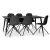 Dipp spisebordsst; spisebord 180x90 cm med 6 stk. sorte Bridge drejelige spisebordsstole + 4.00 x Mbelfdder