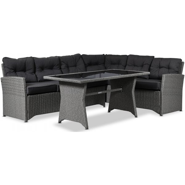 Davenport udendrs mbelst med bord Venstre - Gr polyrattan