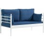 Manyas 2-personers udendrs sofa - Hvid/bl