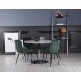 Plaza spisegruppe, marmorbord med 4 Theo fljlstole - grn / hvid / krom