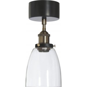 Rock loftlampe - Klart glas/sort - 14 cm