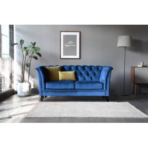 Milton Chesterfield 2-pers. - Mørkeblå fløjl Milton Chesterfield 2-pers. - Mørkeblå fløjl