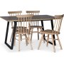 Edge 3.0 spisebordsst 140x90 cm inkl. 4 hvidolierede Orust pindestole - Gr Hjtrykslaminat (HPL)