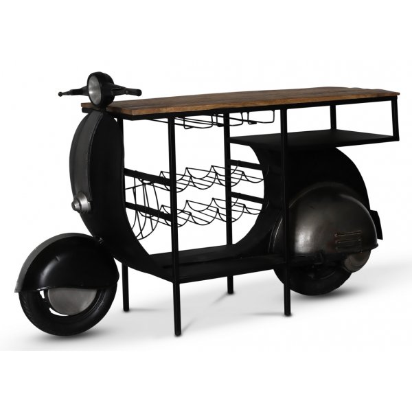 Klassisk Vespa bardisk 183 x 51 cm - Sort/slv