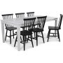 Mellby spisegruppe 180 cm bord med 6 sorte Karl Pinnstolar