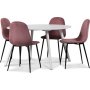 Rosvik spisegruppe, spisebord med 4 stk. Carisma Fljlsstole - Hvid/Rosa + 4.00 x Servietringe