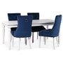 Paris spisegruppe hvidt bord med 4 stk Tuva Decotique stole i bl fljl med baghndtag