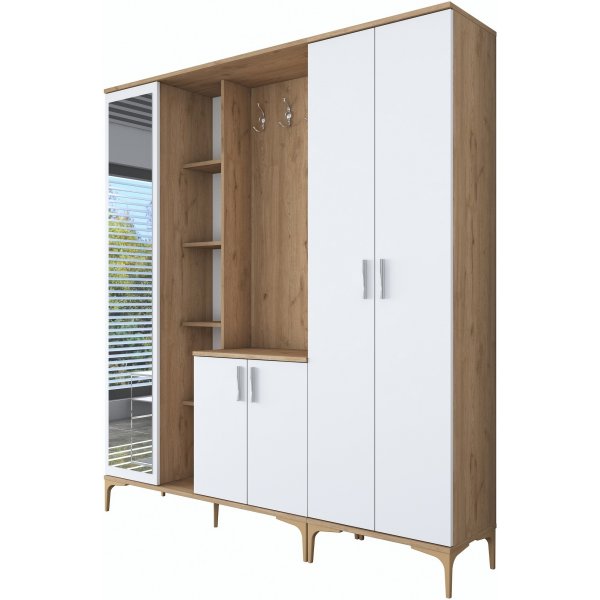 Esa hallmbler 180 x 37,5 x 198,6 cm Variant B - Valnd/hvid