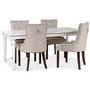 Paris spisegruppe hvidt bord med 4 stk Tuva New Port stole i beige stof med baghndtag