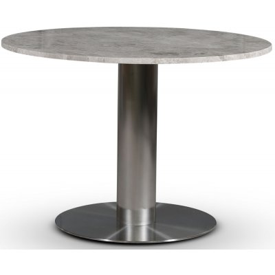 SOHO spisebord Ø105 cm - Børstet aluminium / Sølv marmor