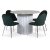 Empire spisegruppe 105 cm inkl. 4 Plaza fljlsgrnne stole - Slv Diana marmor / Hvid lamel trfod