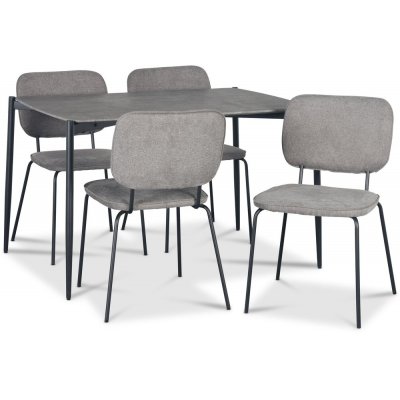 Lokrume spisebordssæt 120 cm bord i betonimitation + 4 stk. Lokrume grå stole