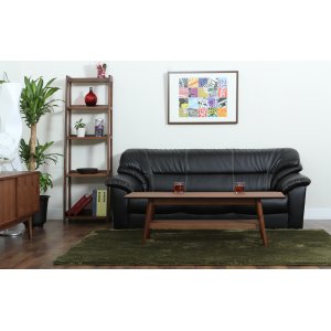 Sofa i sort PVC 3-personers - Dominic + Tekstilrensning til møbler Sofa i sort PVC 3-personers - Dominic + Tekstilrensning til møbler