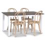 Skagen spisebordsst; spisebord 140 cm - Hvid/brunbejdset eg med 4 stk. Danderyd No.18 spisebordsstole Whitewash