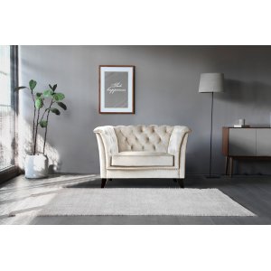 Lænestol i chesterfield beige velour - Milton Lænestol i chesterfield beige velour - Milton
