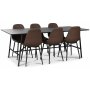 Toscana spisegruppe: 206 cm bord + 6 stk. Atlantic Empire stole brun PU