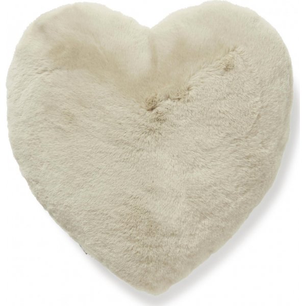 Fluffy hjerteformet pyntepude Beige - 45 x 45 cm