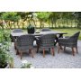 Oxford udendrs spisegruppe; tan bord 220 cm inkl. 6 Valetta lnestole gr kunstrattan