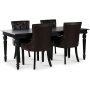 Paris spisegruppe sort bord med 4 stk Tuva Eastport stole i brun PU