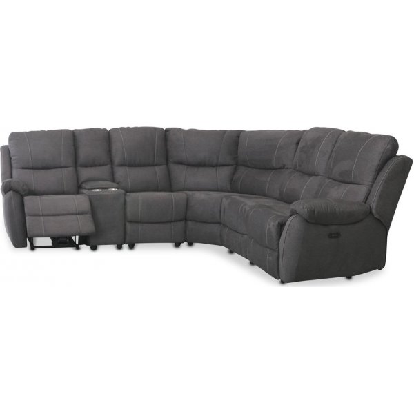 Enjoy recliner-hjrnesofa - 4-personers (el) i antracit mikrofiber tekstil (model V)
