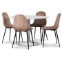 Seat spisegruppe, rundt spisebord med 4 stk Carisma fljlstole - Hvid / koral