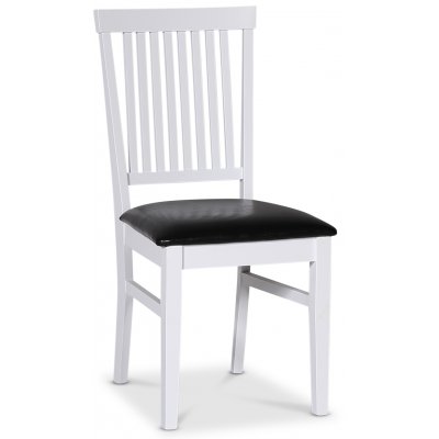 Fr spisebordsst; spisebord 160/210x90 cm - Hvid / olieret eg med 6 stk. Fr stole med sde i sort PU
