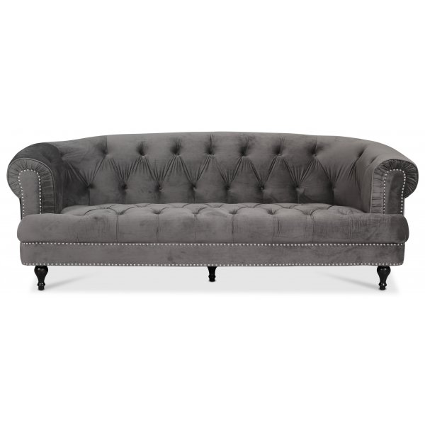 Chesterfield Oxford 3-pers. Sofa - Gr fljl