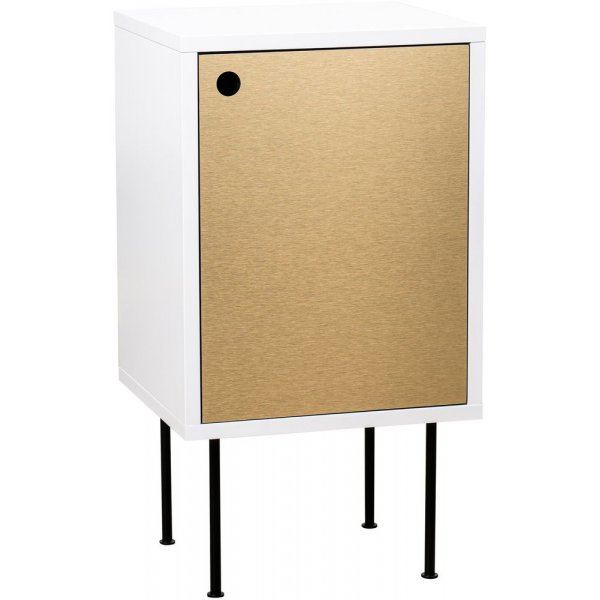 Volume sengebord - Hvid / messing
