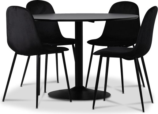 Sde spisegruppe, spisebord med 4 Carisma fljlstole - sort / sort