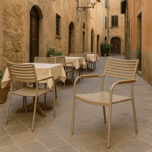 Pino Stabelbar Spisestol - Khaki / Træ Pino Stabelbar Spisestol - Khaki / Træ