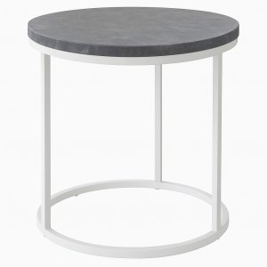 Accent rundt lampebord D50 cm - hvid marmor / hvid underdel Accent rundt lampebord D50 cm - hvid marmor / hvid underdel