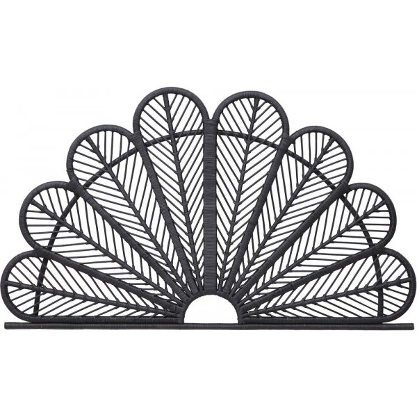 Peacock sengegavl (Passer til seng 160-180 cm) - Rattan/sort