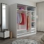 Kapusta garderobe 220x52x210 cm - Hvid/sort/brun
