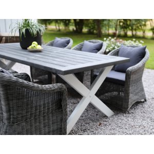 Oxford spisebord 220 cm - hvid/grå + Møbelplejesæt til tekstiler