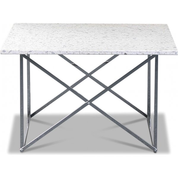 Terrazzo sofabord 75x75cm - Bianco Terrazzo & understel cross krom