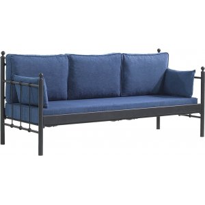 Lalas 3-personers udendrs sofa - Sort/bl + Tekstilrensning til mbler