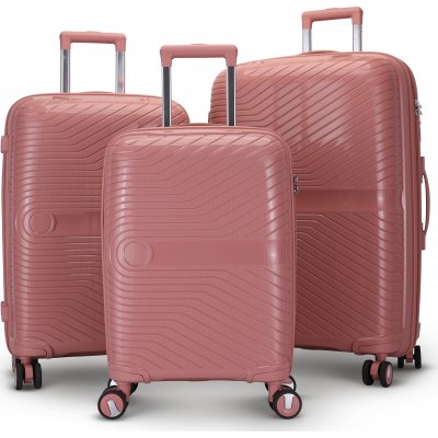 Oslo pink kuffert med kodels st med 3 hndtasker