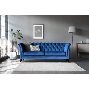 Milton Chesterfield 3-pers. Sofa - Mørkeblå fløjl Milton Chesterfield 3-pers. Sofa - Mørkeblå fløjl