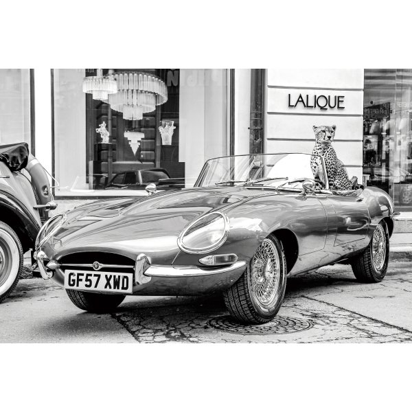 Glasmaleri - 80 x 120 cm - Cabriolet