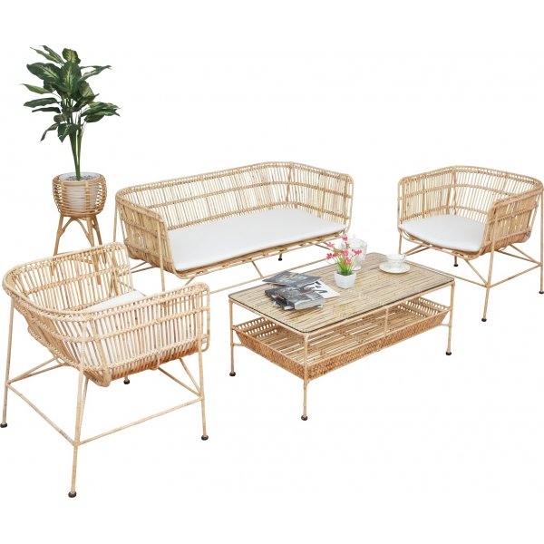 Galice udembelgruppe i rattan - Natur/metal